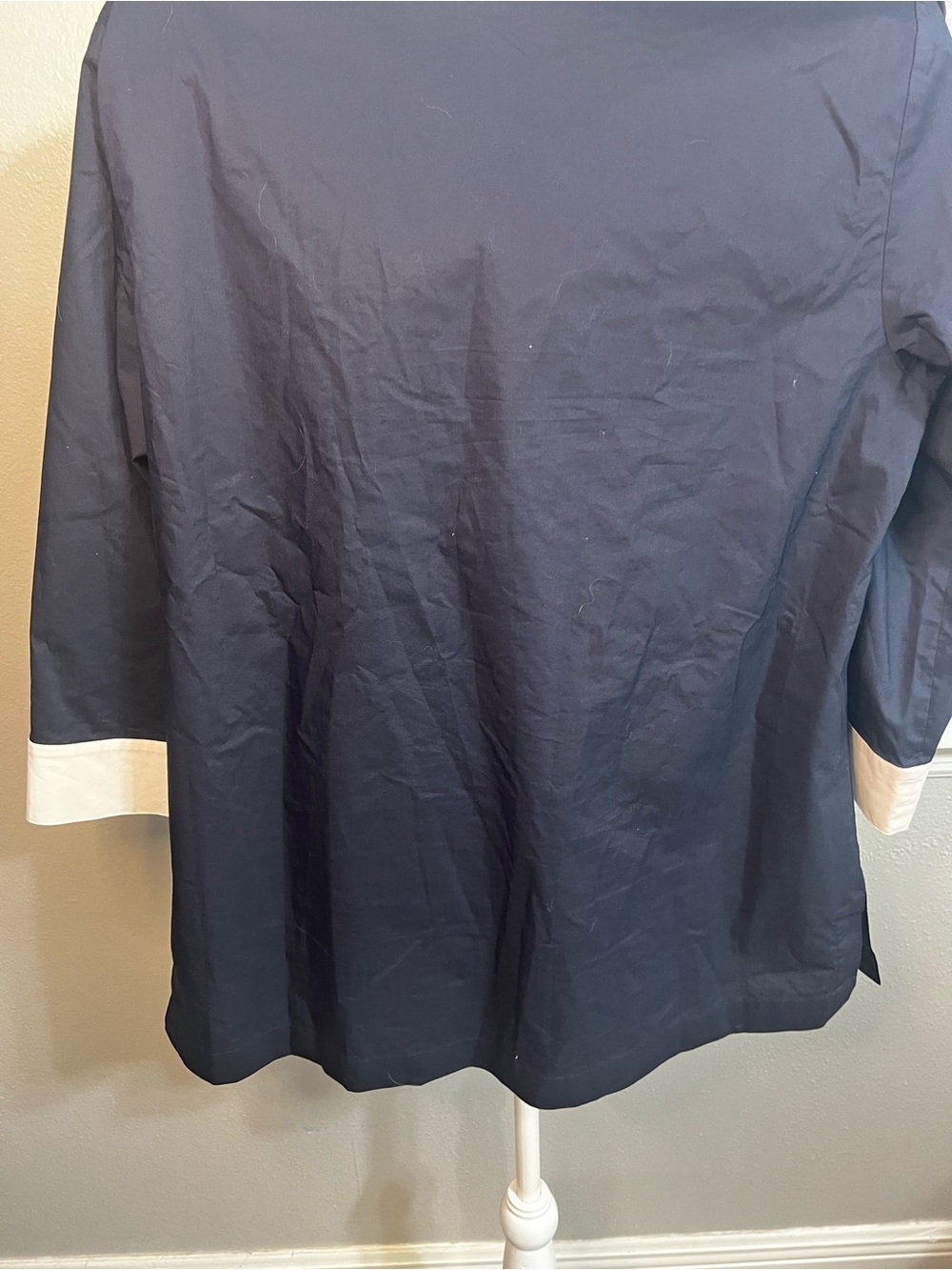 Brooks Brothers 3/4 Sleeve Tops Extra Large Tie Front Blue And White lace up - Picture 13 of 14